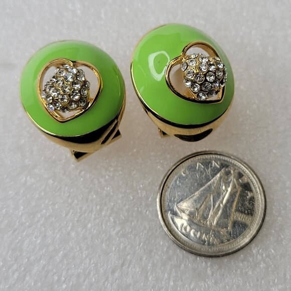 Green Enamelled Earrings Small Green Earrings - Picture 4 of 7